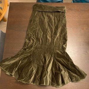 Olive Green Velvet Mermaid Skirt from The Fairies Pyjamas Size Small